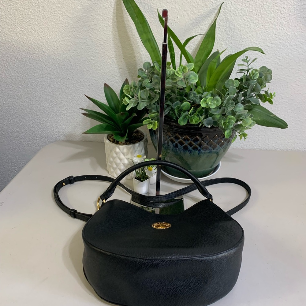 Tory Burch Black Pebbled Leather Hobo with Gold Logo - Picture 6 of 14